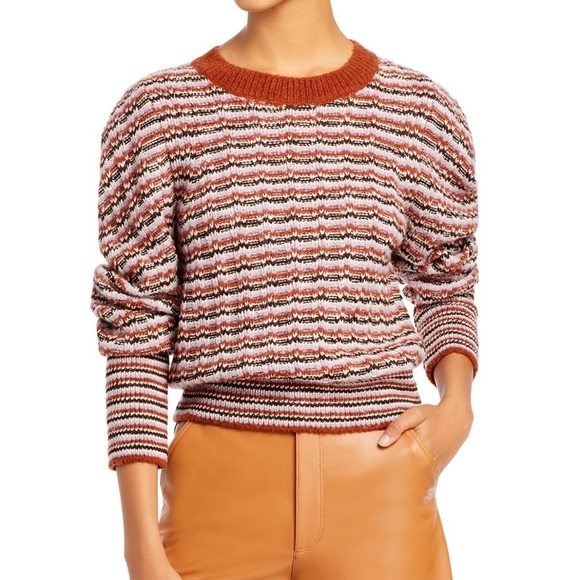 A.L.C. Samara Wool & Alpaca-Blend Amethyst Combo Crewneck Sweater - Picture 1 of 9